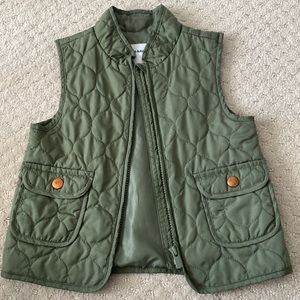Old Navy Little Girls Quilted Army Green Vest